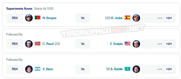 atp roma partidos supertennis viernes8 mayo 2026 tiroalpalo