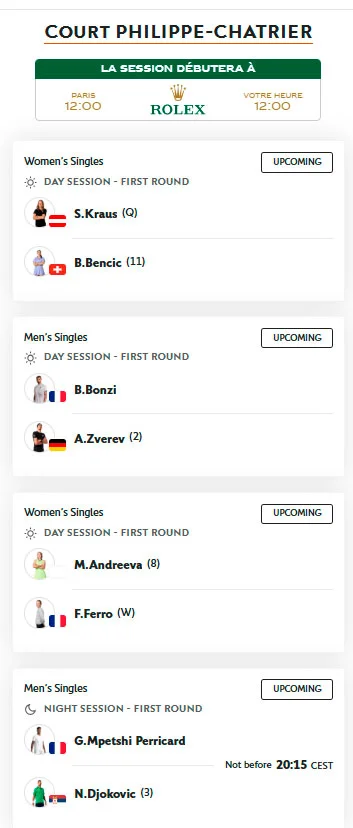 roland garros philippe chatrier domingo24 mayo 2026