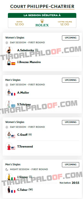 roland garros philippe chatrier martes26 mayo 2026 tiroalpalo