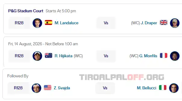 atp cincinnati jueves13 agosto 2026
